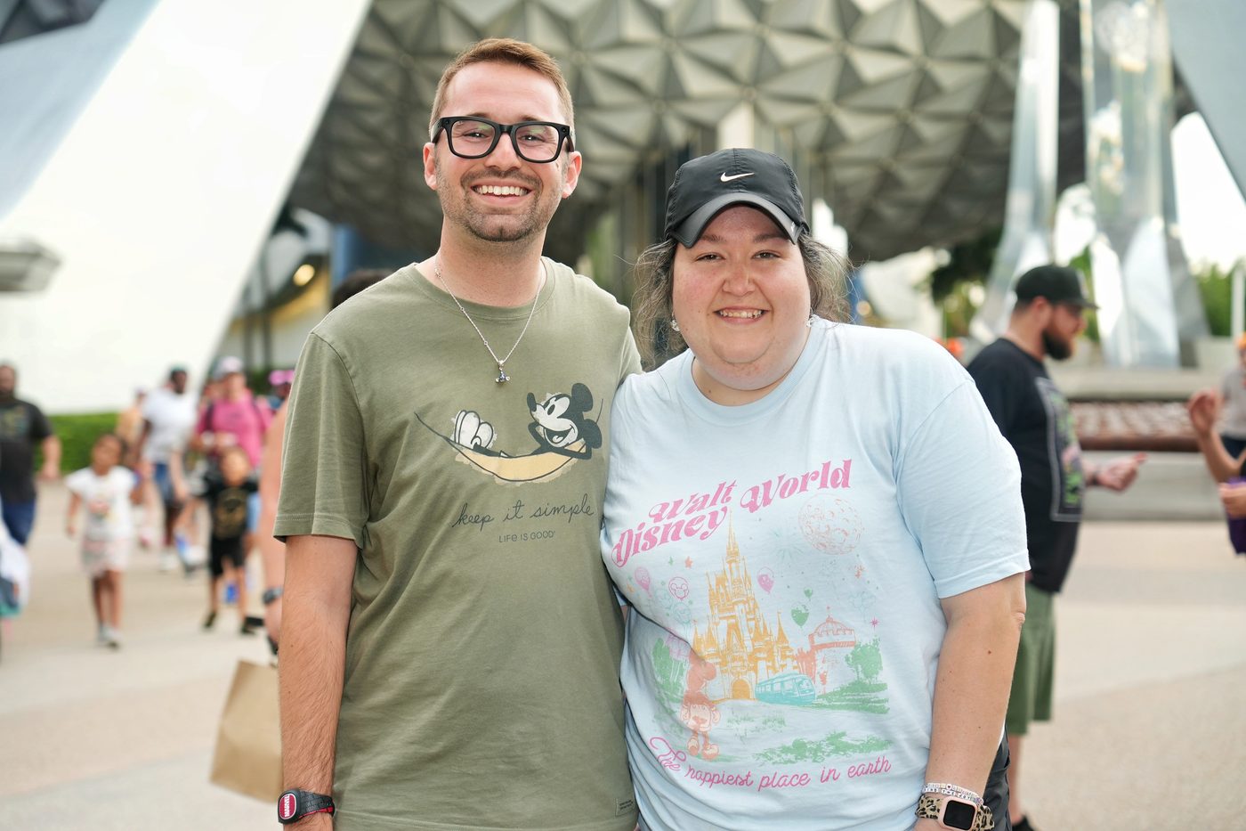 Cam and a friend smiling at EPCOT